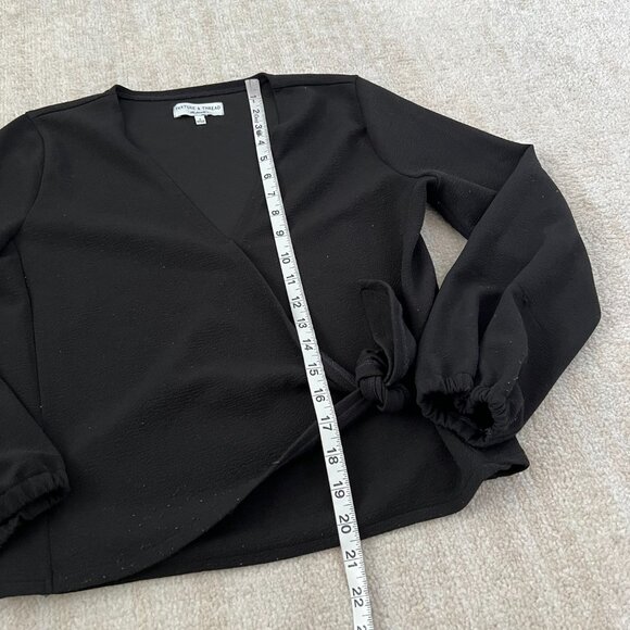 Madewell Texture and Thread Crepe Black Wrap Blouse Top S - Picture 5 of 11